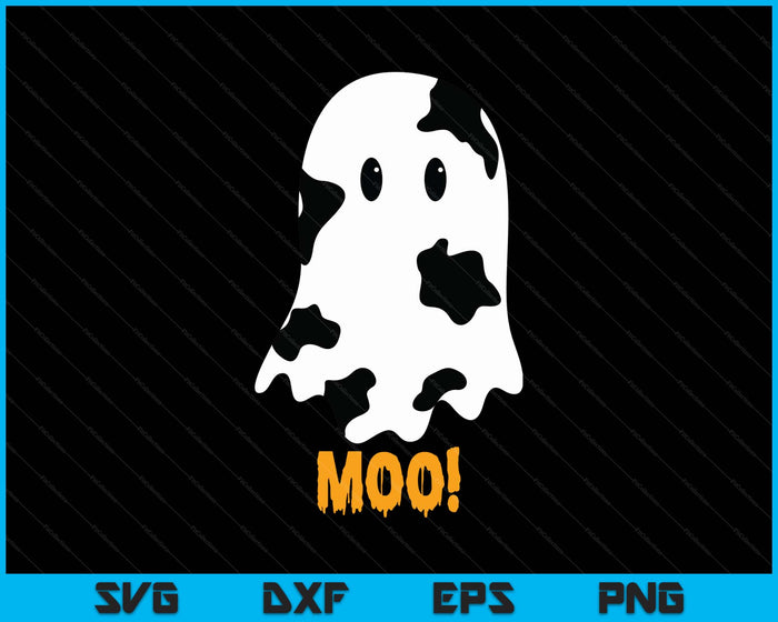 Moo! Cute Funny Cow Print Ghost Halloween SVG PNG Digital Printable Files