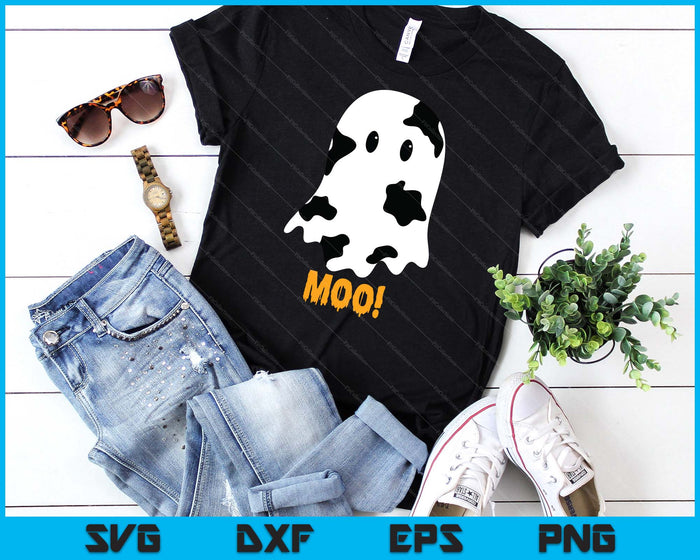 Moo! Cute Funny Cow Print Ghost Halloween SVG PNG Digital Printable Files
