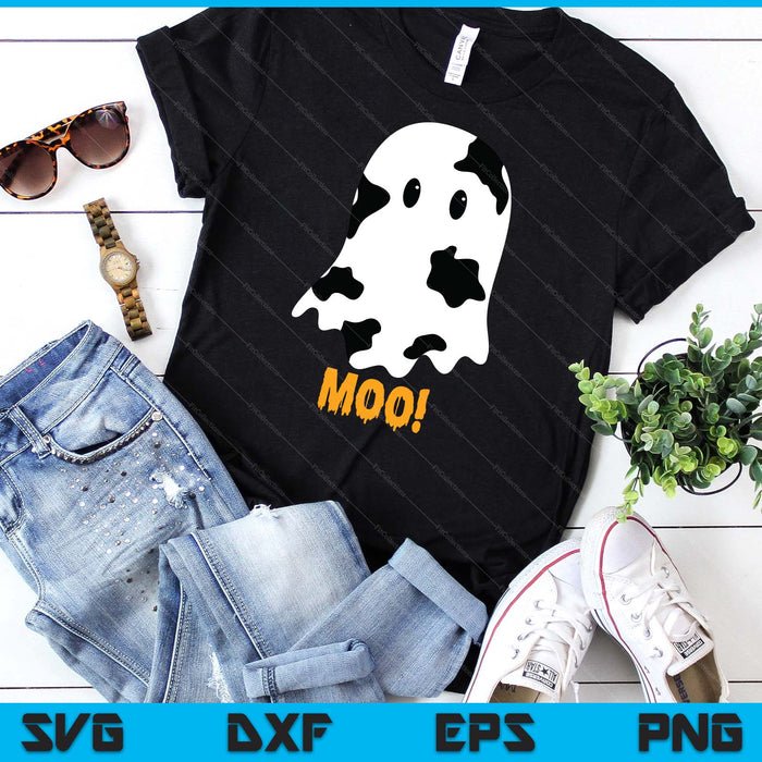 Moo! Cute Funny Cow Print Ghost Halloween SVG PNG Digital Printable Files