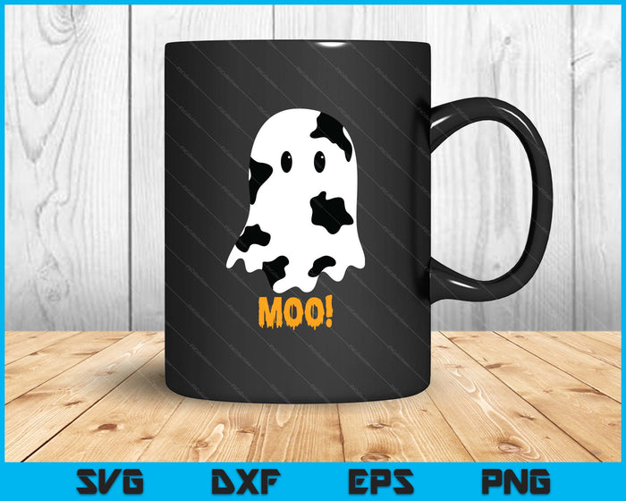 Moo! Cute Funny Cow Print Ghost Halloween SVG PNG Digital Printable Files