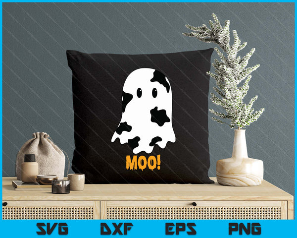 Moo! Cute Funny Cow Print Ghost Halloween SVG PNG Digital Printable Files