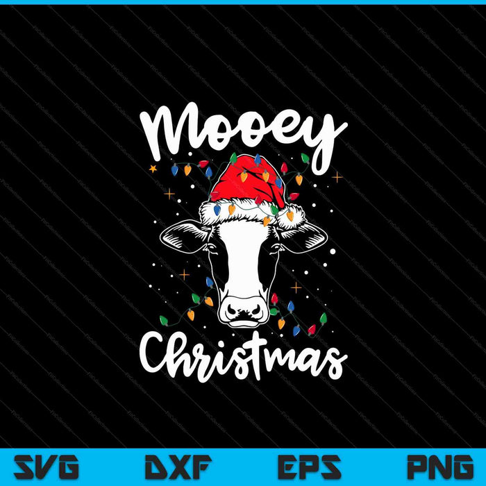 Mooey Christmas Santa Christmas lights cow lovers SVG cut file