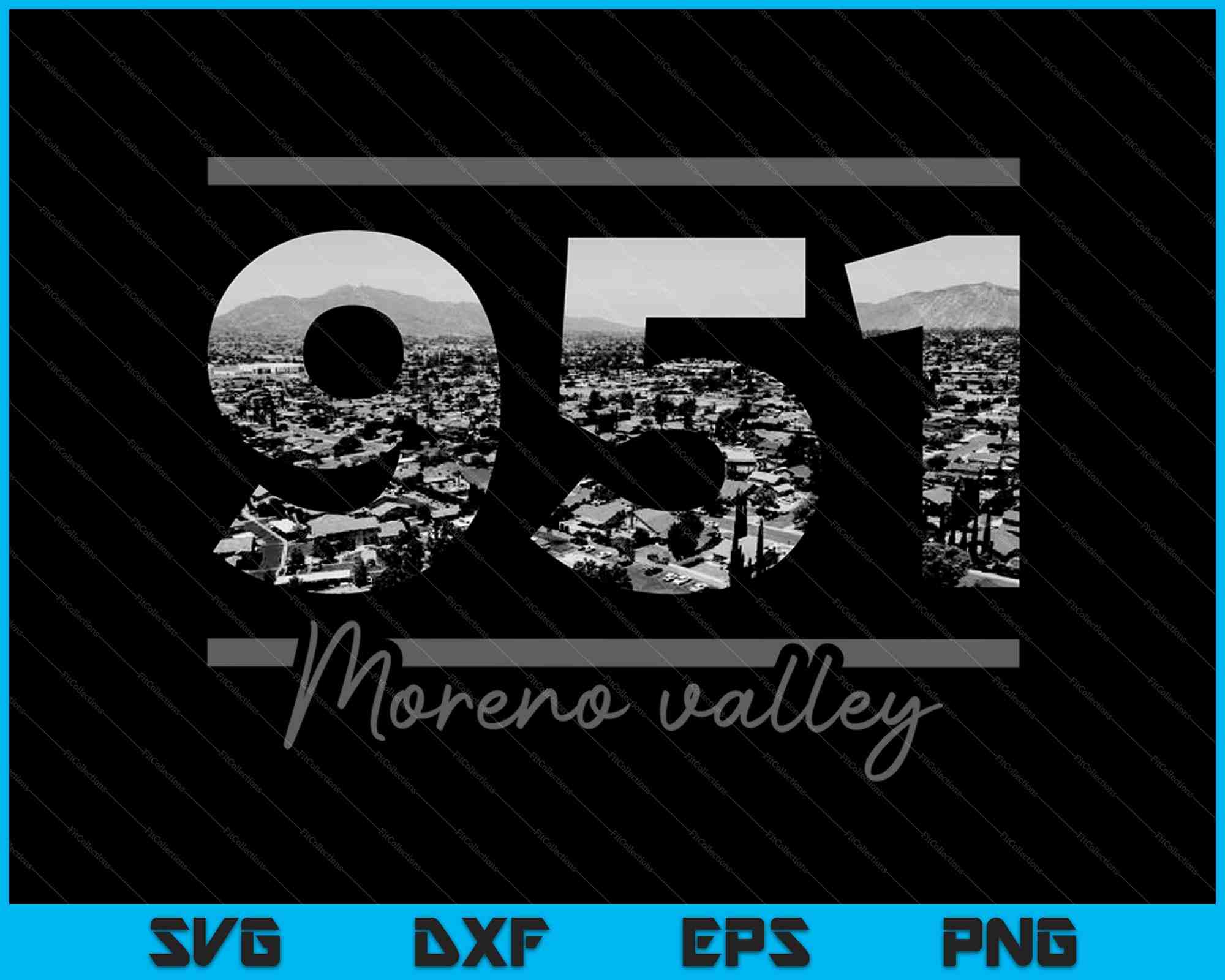 Moreno Valley 951 Area Code Skyline Texas Vintage SVG PNG Files ...