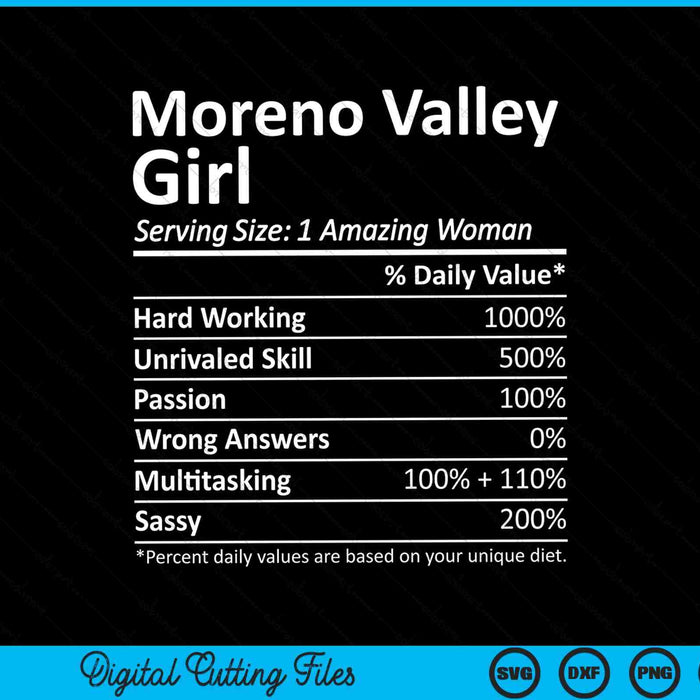 Moreno Valley Girl CA Californië Funny City Home Roots SVG PNG Snijden afdrukbare bestanden