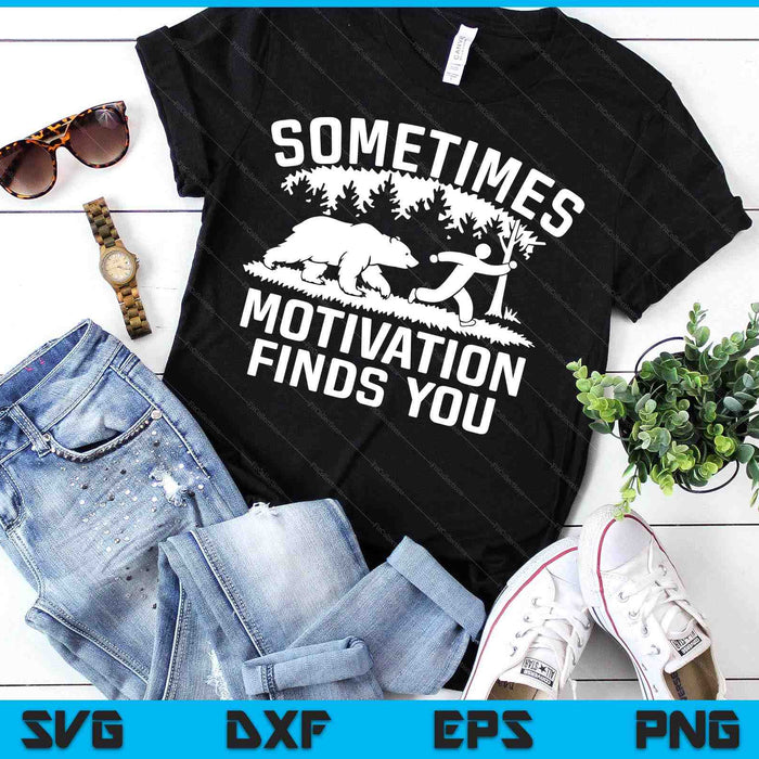 Motivation Finds You Bear Chasing Runner Funny Exercise SVG PNG Digital Printable Files