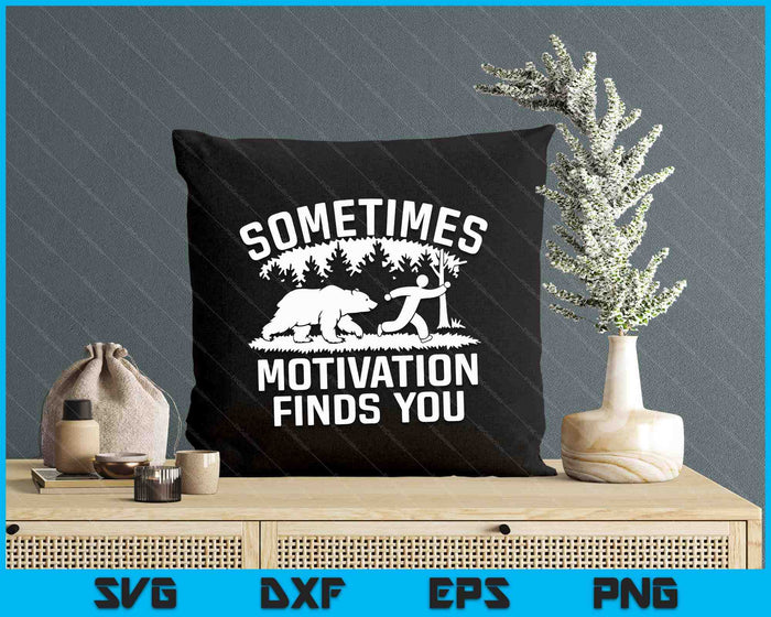 Motivation Finds You Bear Chasing Runner Funny Exercise SVG PNG Digital Printable Files