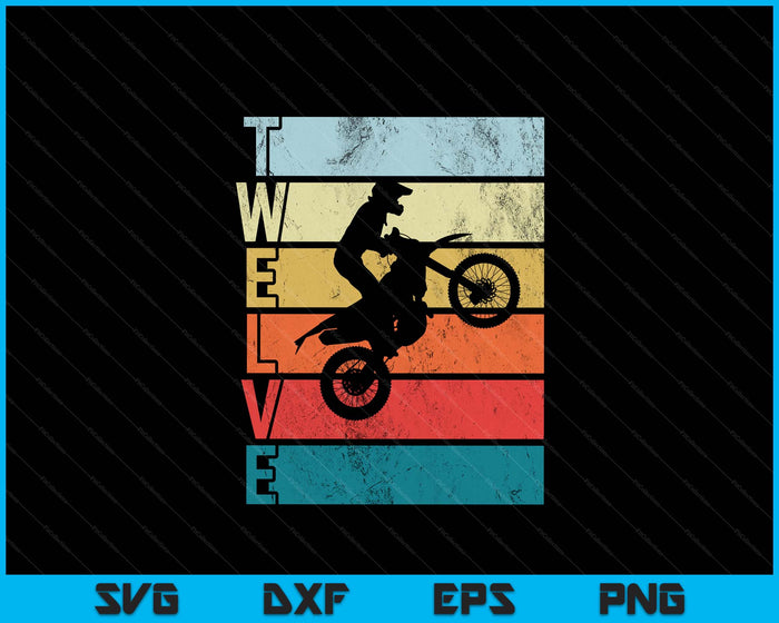 Motocross 12th Birthday Party MX Dirt Bike Birthday SVG PNG Digital Printable Files