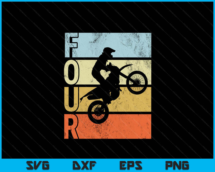 Motocross 4th Birthday Party MX Dirt Bike Birthday SVG PNG Digital Printable Files