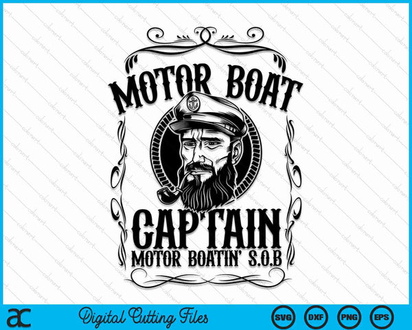 Barco a motor Capitán divertido pontón canotaje motor SVG PNG cortando archivos imprimibles