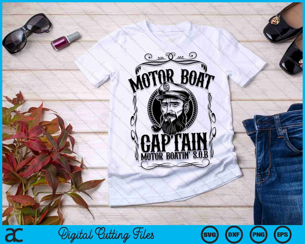 Motor Boat Captain Funny Pontoon Boating Motor SVG PNG Files ...