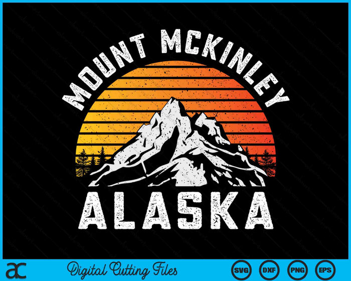 Mount McKinley Denali Mountain Alaska Retro SVG PNG Digital Printable Files