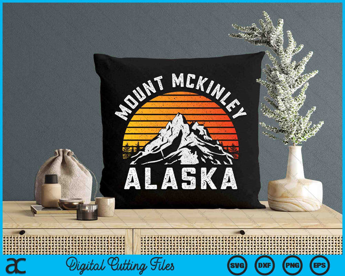 Mount McKinley Denali Mountain Alaska Retro SVG PNG Digital Printable Files