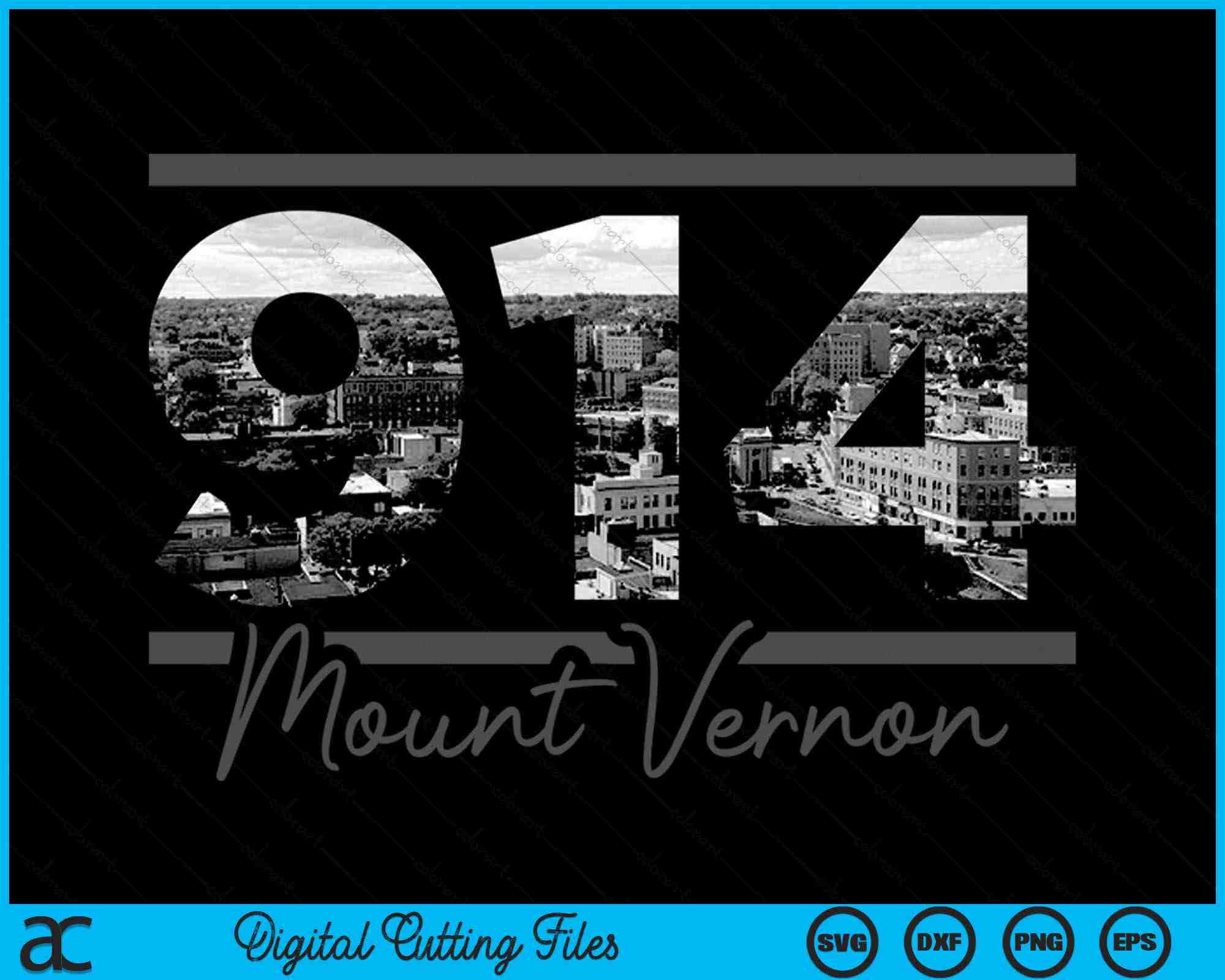 Mount Vernon 914 Area Code Skyline New York Vintage SVG Cutting Files ...