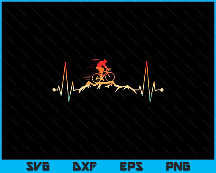 Mountain Bike Heartbeat Design Cycling Enthusiasts SVG PNG Digital Printable Files