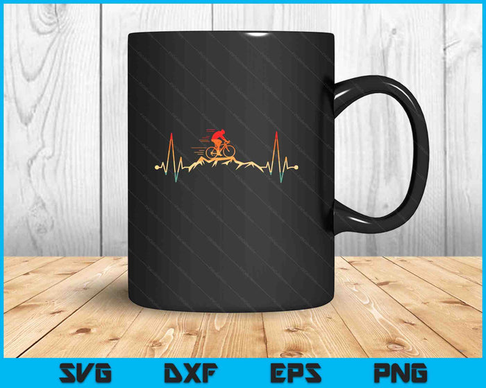 Mountain Bike Heartbeat Design Cycling Enthusiasts SVG PNG Digital Printable Files