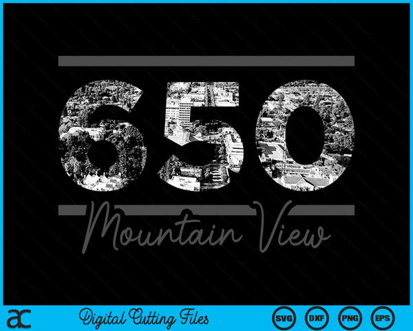 Mountain View 650 Area Code Skyline California Vintage SVG PNG Digital Cutting Files