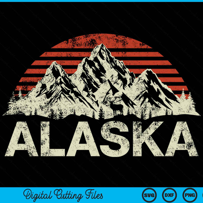 Mountain wildlife animal Alaskan moose retro Alaska SVG cut file