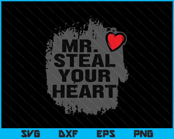 Mr. Steal Your Heart Valentijnsdag Shirt Jongens Zoon Geschenken SVG PNG Digitale Snijbestanden