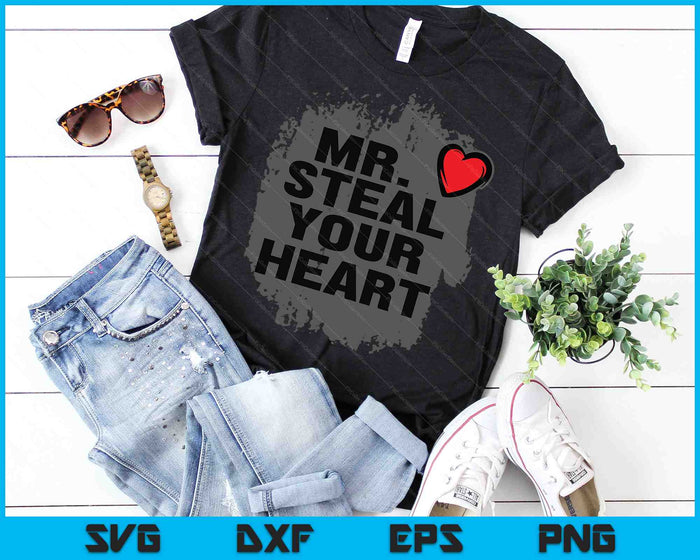 Mr. Steal Your Heart Valentijnsdag Shirt Jongens Zoon Geschenken SVG PNG Digitale Snijbestanden