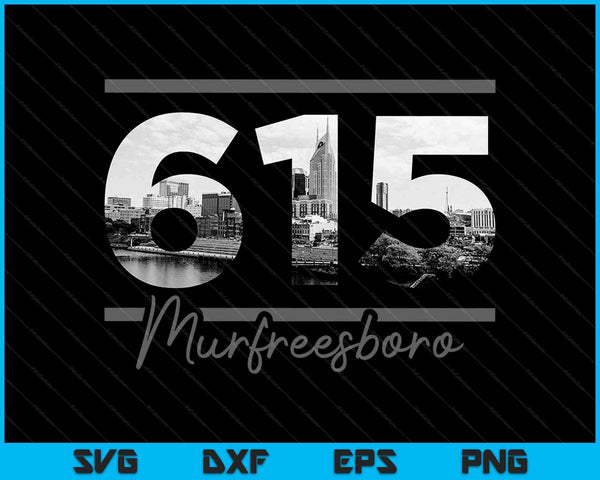 Murfreesboro 615 Area Code Skyline Tennessee Vintage SVG PNG Cutting Printable Files