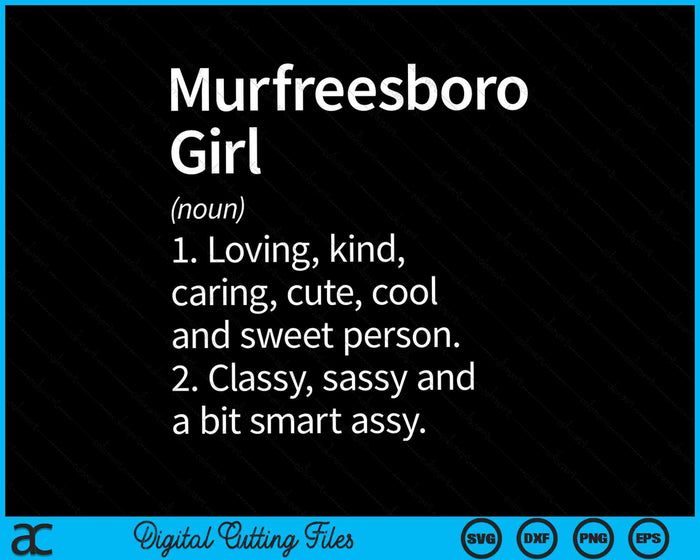 Murfreesboro Girl TN Tennessee Home Roots SVG PNG Archivos de corte digital