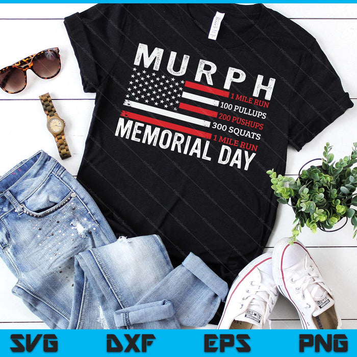 Murph Challenge American Memorial Day Workout Gym Patriotic SVG PNG Digital Cutting Files