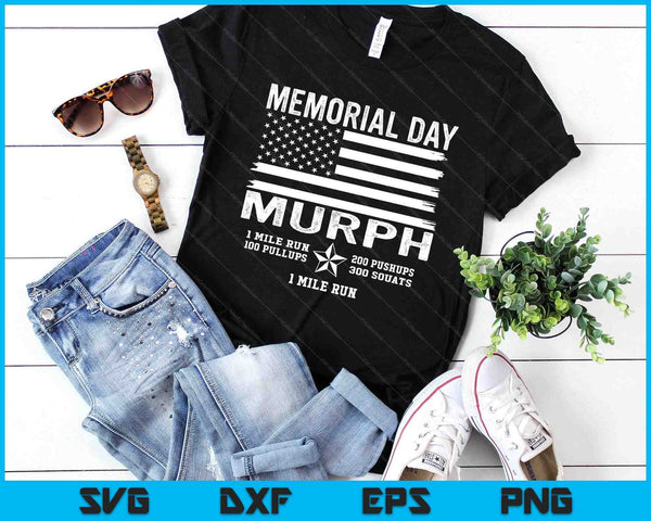 Murph Challenge Memorial Day Workout Gym Us Flag Patriotic SVG PNG Digital Printable Files