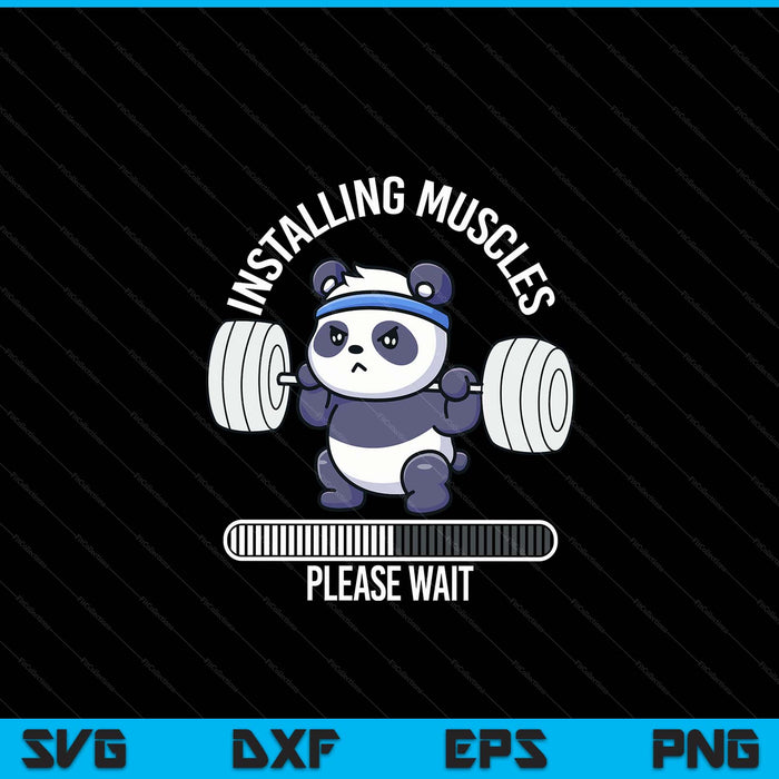 Muscle Building Fitness Panda Weight Lifting Barbell Workout SVG PNG Digital Printable Files
