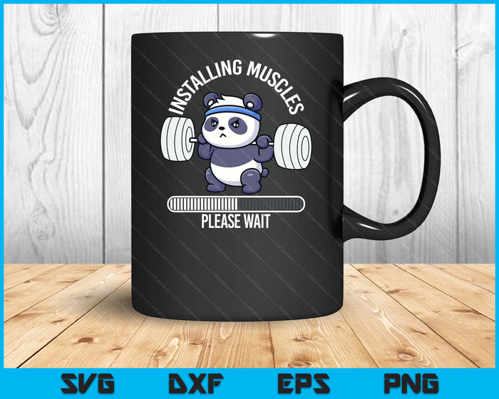 Muscle Building Fitness Panda Weight Lifting Barbell Workout SVG PNG Digital Printable Files