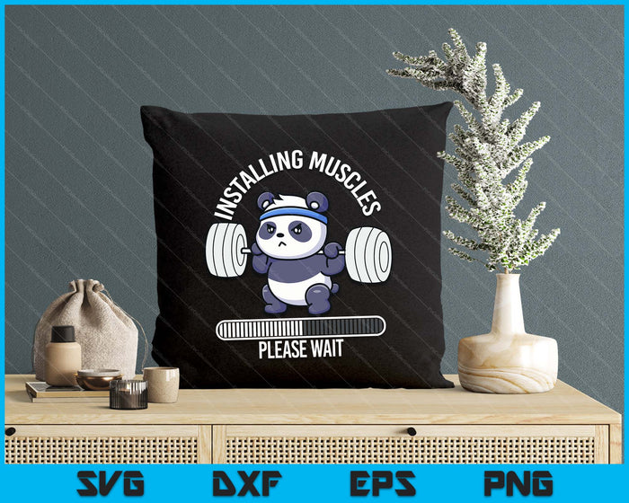 Muscle Building Fitness Panda Weight Lifting Barbell Workout SVG PNG Digital Printable Files