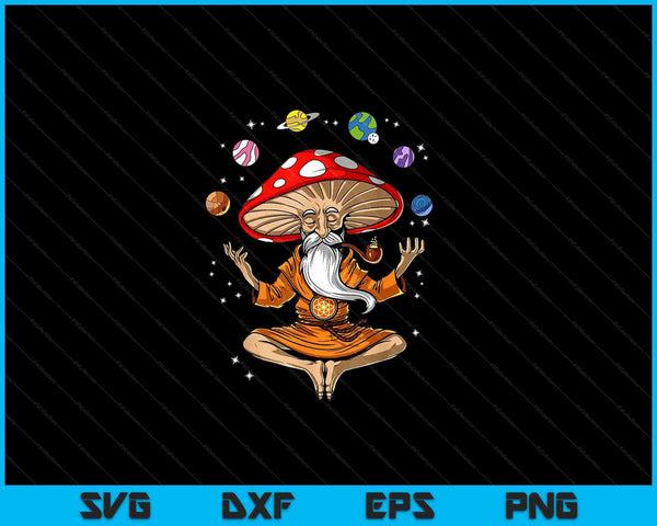 Mushroom Buddha Zen yoga meditation psychedelic SVG cut file