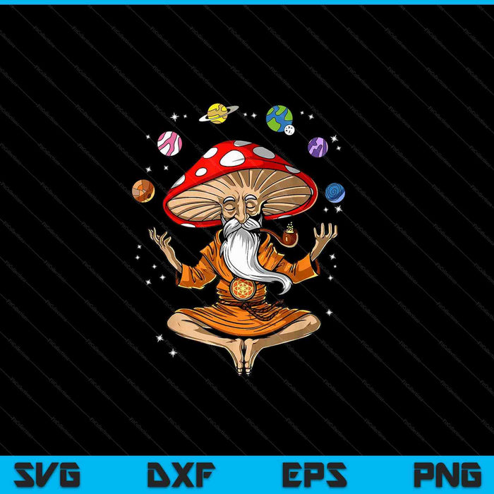 Mushroom Buddha Zen yoga meditation psychedelic SVG cut file