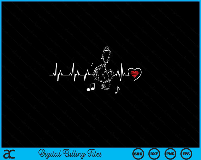 Music Heartbeat Clothing For Music Lovers SVG PNG Digital Printable Files