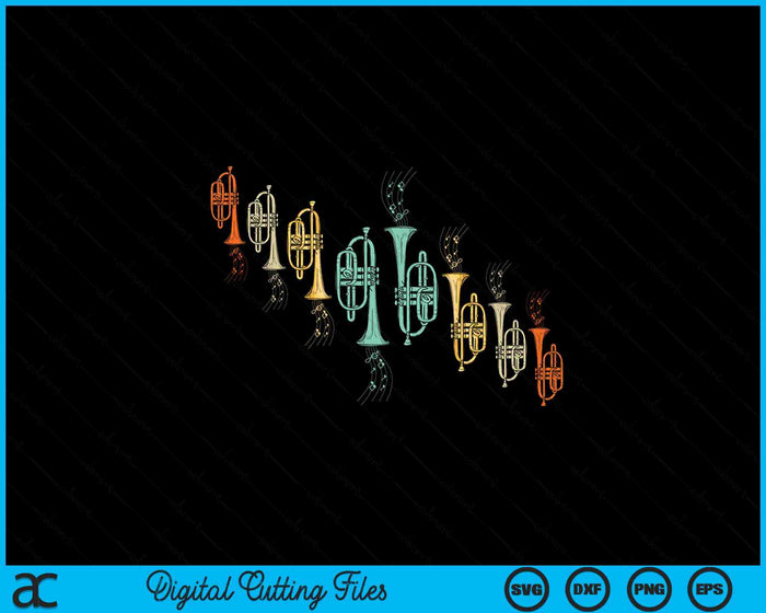 Music Notes Jazz Musician Trumpeter SVG PNG Digital Printable Files