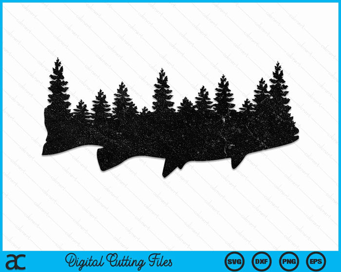 Musky Pine Forest Treeline Outdoor Fishing Angler SVG PNG Digital Cutting Files