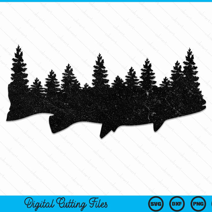 Musky Pine Forest Treeline Outdoor Fishing Angler SVG PNG Digital Cutting Files