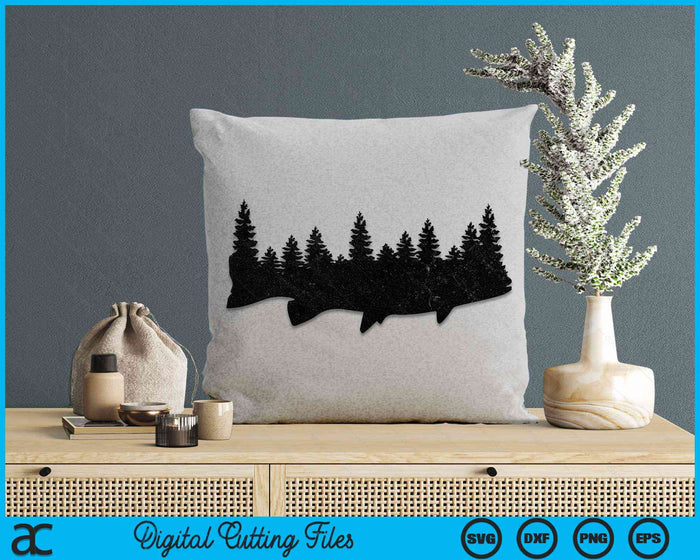 Musky Pine Forest Treeline Outdoor Fishing Angler SVG PNG Digital Cutting Files