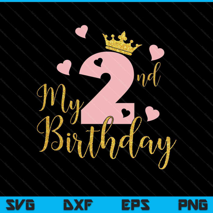 Mi 2o cumpleaños Pink Girls Princess Gold Crown SVG PNG Cortando archivos imprimibles