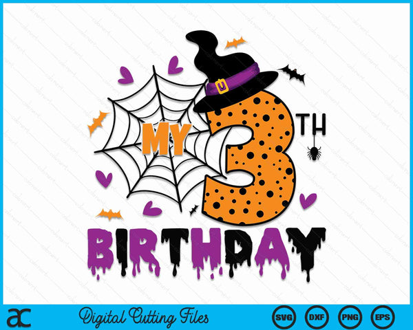 My 3rd Birthday Halloween Party Spooky 3 Year Old SVG PNG Digital Cutting File