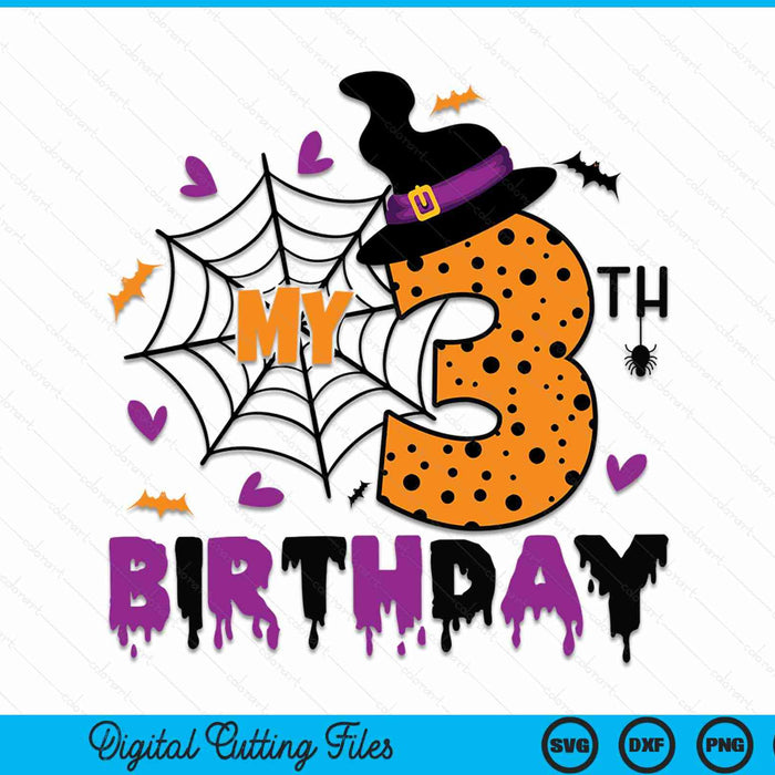 My 3rd Birthday Halloween Party Spooky 3 Year Old SVG PNG Digital Cutting File