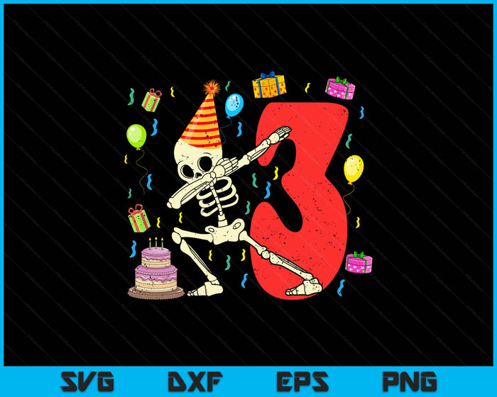 My 3rd Birthday Skeleton Halloween 3 Year Old SVG PNG Digital Printable Files