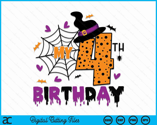 My 4th Birthday Halloween Party Spooky 4 Year Old SVG PNG Digital Cutting File