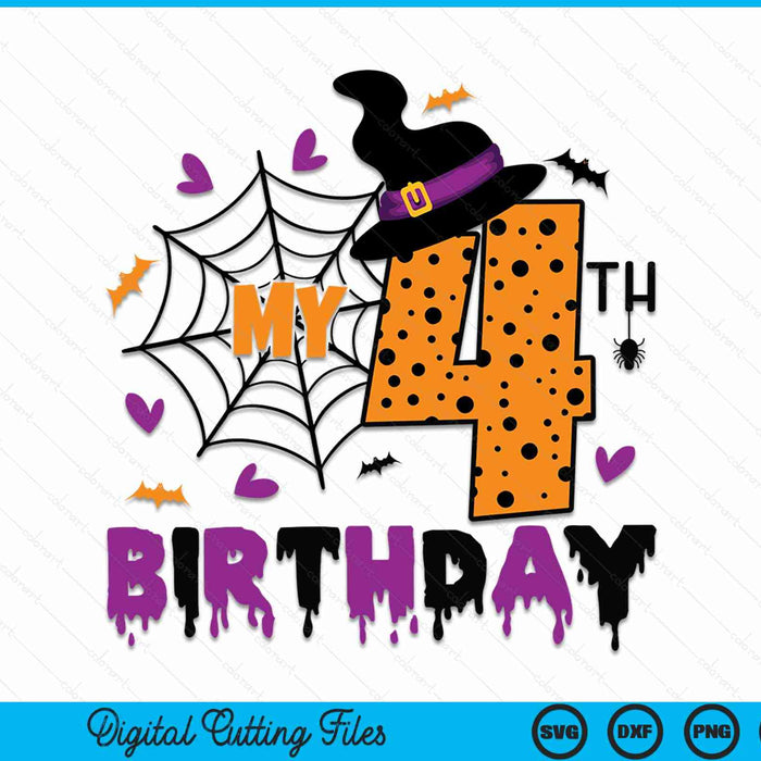 My 4th Birthday Halloween Party Spooky 4 Year Old SVG PNG Digital Cutting File