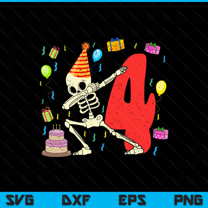 My 4th Birthday Skeleton Halloween 4 Year Old SVG PNG Digital Printable Files