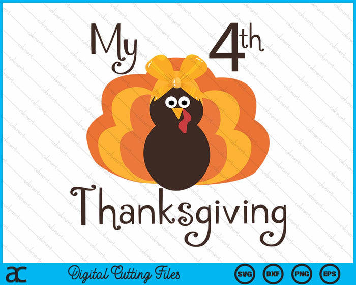 Mijn 4e Thanksgiving Baby Girl Thanksgiving SVG PNG digitale snijbestanden