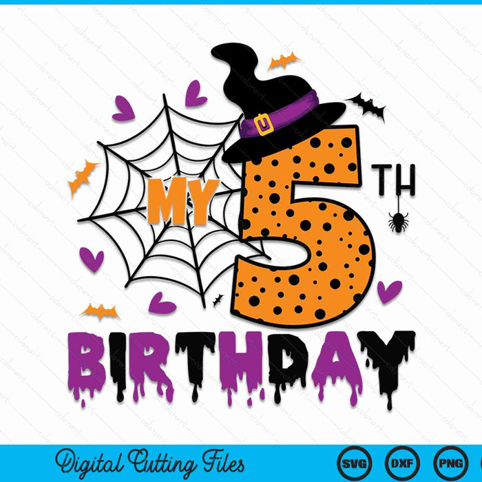 My 5th Birthday Halloween Party Spooky 5 Year Old SVG PNG Digital Cutting File