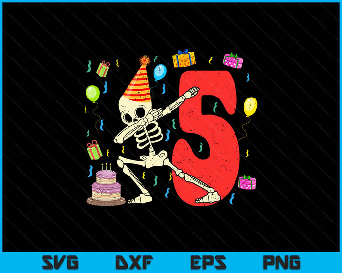 My 5th Birthday Skeleton Halloween 5 Year Old SVG PNG Digital Printable Files