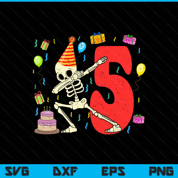 My 5th Birthday Skeleton Halloween 5 Year Old SVG PNG Digital Printable Files