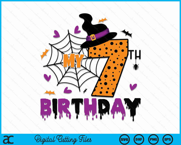 My 7th Birthday Halloween Party Spooky 7 Year Old SVG PNG Digital Cutting File