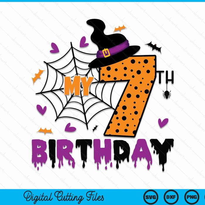 My 7th Birthday Halloween Party Spooky 7 Year Old SVG PNG Digital Cutting File